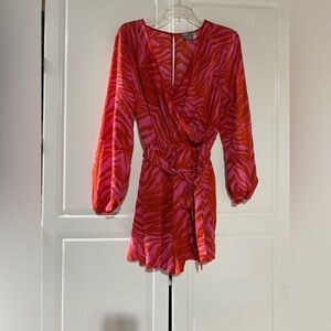 ASOS Red and Pink Patterned Romper Size 12